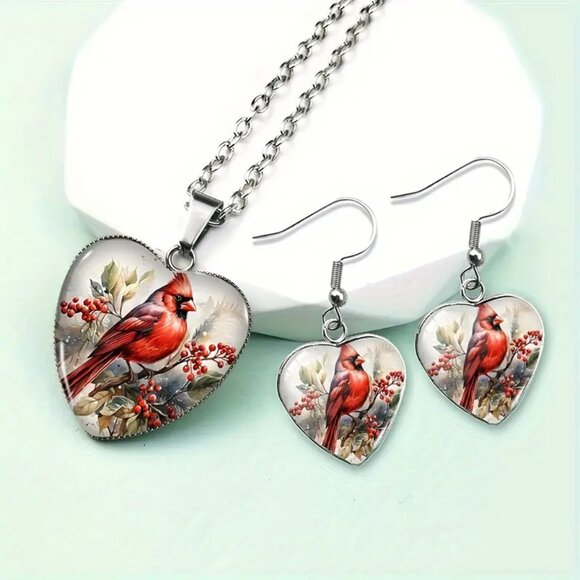 Jewelry - Cardinal Necklace and Drop Earring Set